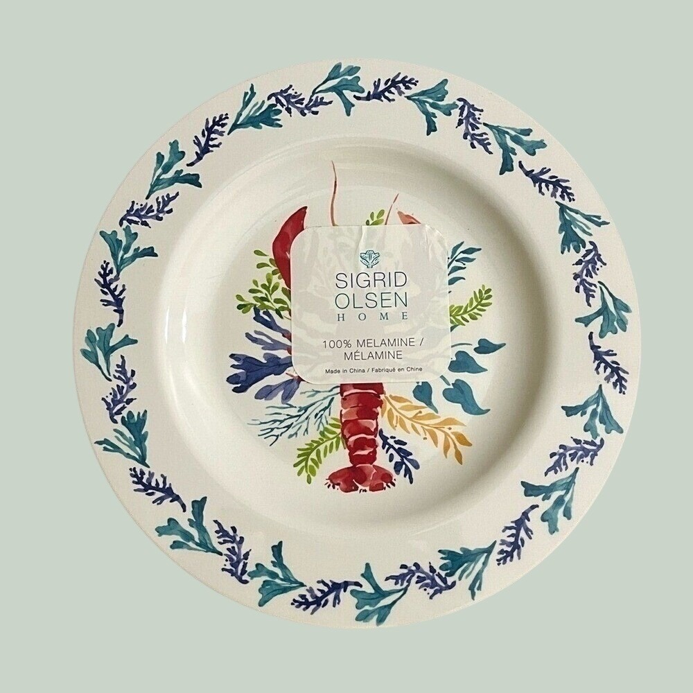 Sigrid Olsen Home Lobster Melamine Plate Coastal Nautical Dinnerware Sea Life